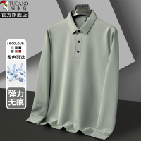 啄木鸟官方2025春秋季新款长袖T恤polo衫男士中老年爸爸男装上衣