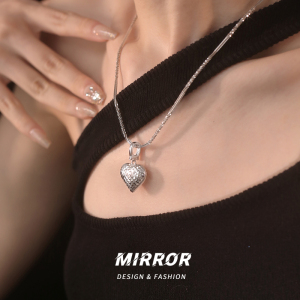 925纯银拉丝棱格爱心吊坠女配件材料挂绳闺蜜礼物新款送女朋友老婆情人节七夕生日礼物