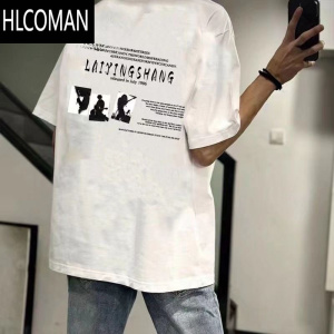 HLCOMAN美式潮牌高街短袖男夏季宽松潮流T恤青少年痞帅oversize