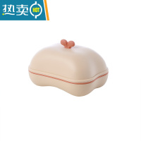 敬平[]带盖双层创意花朵肥皂盒卫生间沥水家用卡通皂托 西柚粉[]送的颜色随机