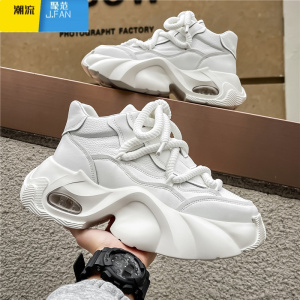 聚范男鞋夏季透气潮牌高级感百搭休闲跑步运动厚底内增高小白老爹潮鞋