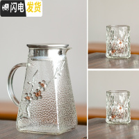 三维工匠冷水壶玻璃可高温家用茶壶套装大容量凉水壶水杯扎壶加厚白开水壶 梅花冷水壶1.2+2梅花水杯