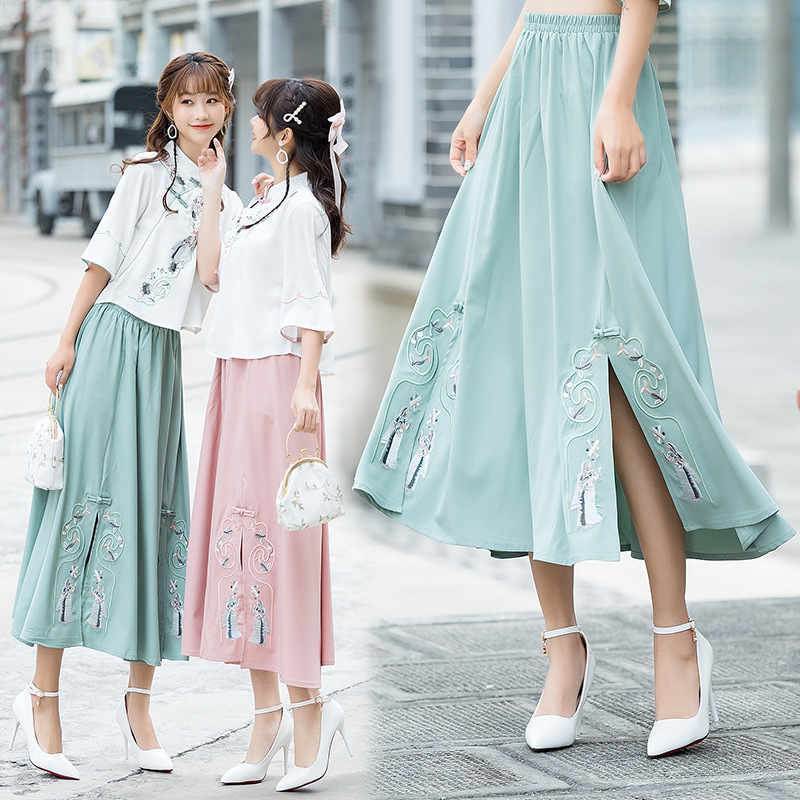 春季新款民族风半身裙荷花裙a字款裙子女装