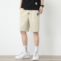 夏季男士冰丝休闲短裤抽绳腰宽松直筒五分裤薄款速干运动沙滩裤男