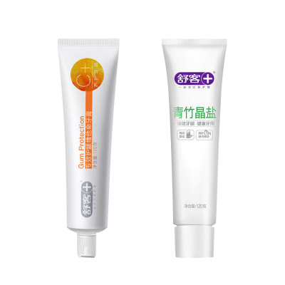 舒客+青竹晶盐+维他命牙膏组合(薄荷+香橙)120g*2养护牙龈新老随机发