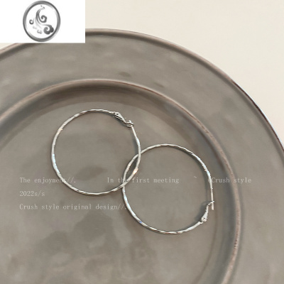 JiMi极简风~银色圆型金属耳圈女潮ins冷淡风个性百搭耳饰韩系时尚耳环