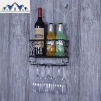 简约上墙红酒架倒挂家用高脚杯架悬挂壁挂式红酒杯架吊杯架 三维工匠收纳层架