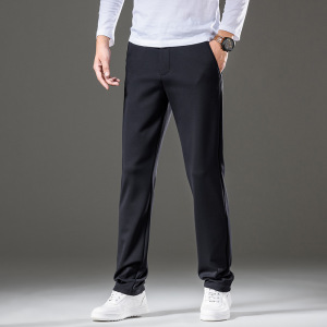广州男装修身小直筒弹力休闲裤男中青年英伦常规款常规高腰男裤子
