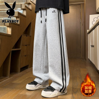 花花公子新款 青少年学生裤男装直筒休闲加绒加厚奥粒绒卫裤