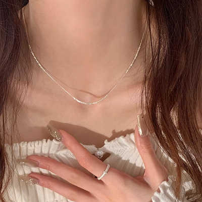 碎银子纯银细锁骨链叠戴女款2025新款项链银饰高级感颈链简约送女朋友老婆情人节七夕生日礼物