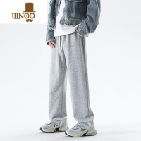 YANXULXS STUDIO潮牌灰色卫裤男秋季宽松直筒阔腿抽绳垂感休闲运动长裤