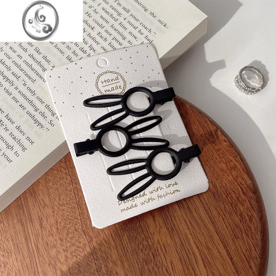 JiMi黑色磨砂发夹边夹侧边刘海夹前额碎发小夹子头饰女简约鸭嘴夹bb夹