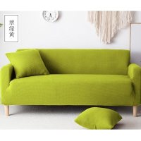沙发套罩全包萬能懒人弹力沙发罩全盖四季沙发 翠绿黄(加厚针织款)送抱枕套和防滑条 XL码[一般适合长235-300cm]
