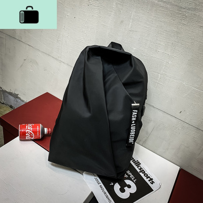 书包男士ins潮牌街头个性嘻哈背包女大学生百搭时尚潮流usb双肩包NEW LAKE 黑色字母挂件