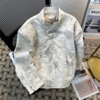 春秋季新款百搭立领机车皮衣男宽松短款垫肩美式复古PU夹克男外套