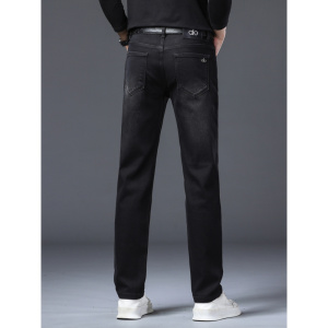 秋冬新款男士修身小直筒弹力欧版黑色百搭显瘦潮流牛仔长裤