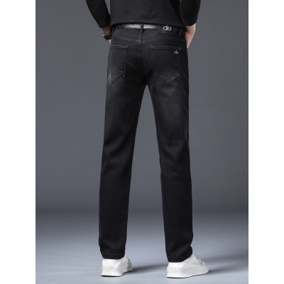 秋冬新款男士修身小直筒弹力欧版黑色百搭显瘦潮流牛仔长裤