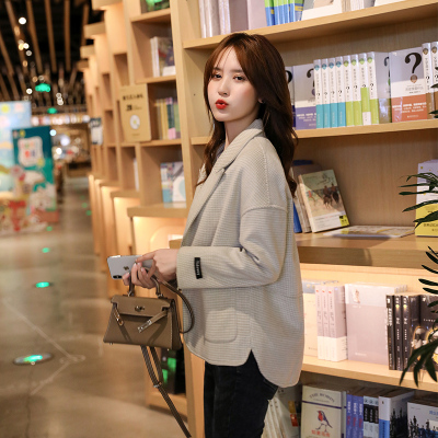 语娄毛呢外套女短bf宽松韩版春秋装新款学生时尚百搭呢子西装短大衣潮2021西装