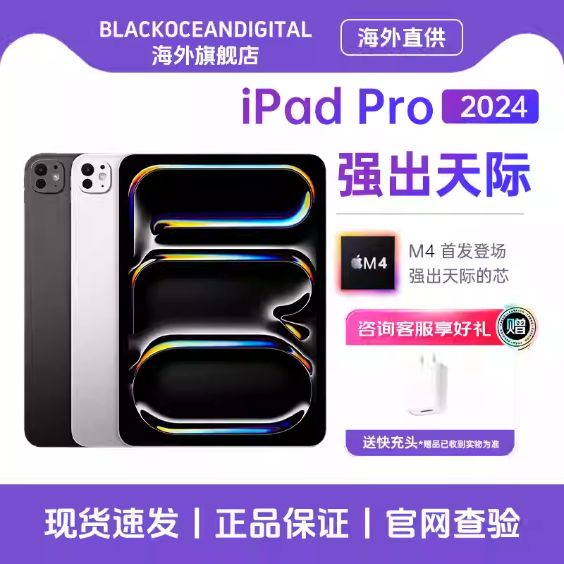 苹果 Apple 2024款 iPad Pro 11英寸 512G WIFI版 苹果平板电脑 深空黑色 资源机国际版