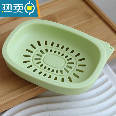敬平大号肥皂盒子简约香皂盒沥水香皂架双层肥皂托卫生间家用洗衣皂盒 绿色