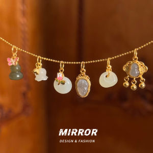 925纯银和田玉树叶福锁葫芦蝴蝶吊坠女项坠时尚个性新款 BCZ1930送女朋友老婆情人节七夕生日礼物