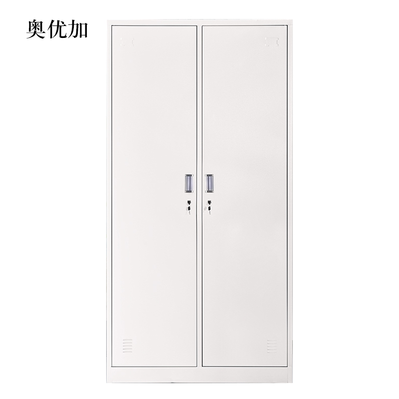 奥优加加厚二门钢制更衣柜员工柜铁皮职工储物柜带锁存包柜鞋柜