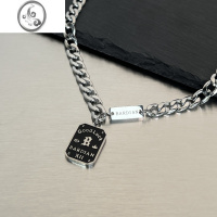 JiMi好运铭牌钛钢项链男女ins冷淡风轻奢小众毛衣链个性嘻哈卫衣配饰
