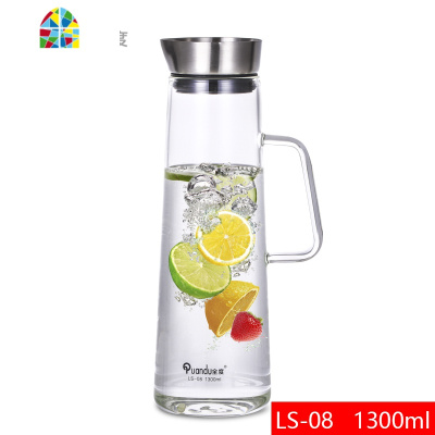 凉水壶耐热玻璃冷开水壶透明大容量盛水壶可高温家用扎壶套装 FENGHOU LS-08+XD_01*6