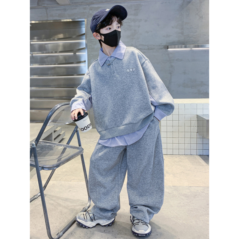 儿童装男童套装春秋款2026新款大童春装男孩酷帅气运动卫衣春季潮