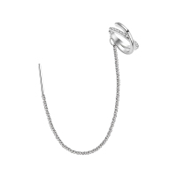 925纯银耳线交叉闪亮耳夹耳骨夹耳钉女耳饰耳环2025新款潮送女朋友老婆情人节七夕生日礼物