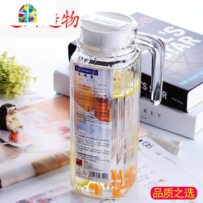 夏季耐热凉水壶透明水具套装家用可高温放冷开水的壶玻璃带杯子厚 FENGHOU 1.1L条子壶