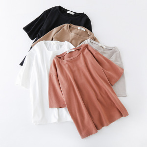 夏季韩版女士新款短袖T恤女衣服宽松纯色上衣女装潮