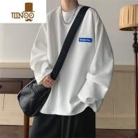 YANXU长袖t恤男士美式复古潮牌贴标卫衣宽松男生休闲套头上衣服