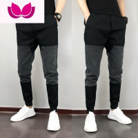 七斓夏季薄款速干男士束脚裤潮流新款痞帅百搭休闲裤拼接小脚九分裤男