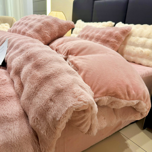 冬季加厚兔毛绒四件套牛奶绒床单被罩南通珊瑚绒床上用品加绒被套
