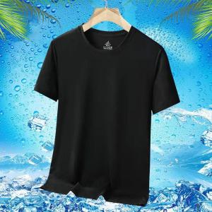 冰丝速干短袖T恤男士夏季薄款透气休闲运动修身圆领衫网眼t1/2件