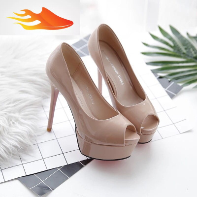 FISHBASKET细跟女鞋超高跟12厘米夜店鱼嘴防水台2019春夏款单鞋