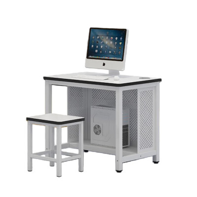 晋舰 机房微机室单双人培训电脑桌驾校培训考试桌子 0.8单人后机箱