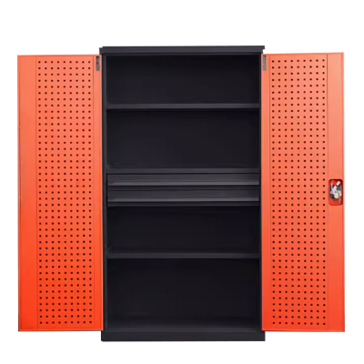东升顺重型工具柜加厚物件工具储物柜工厂铁皮柜汽修厂零件收纳柜橘色四层二抽带挂板