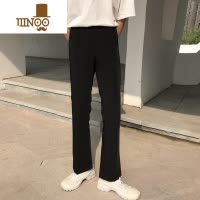 YANXU韩版休闲西裤喇叭裤宽松百搭垂感直筒长裤潮流ins坠感九分西裤男
