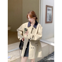 韩系高级感撞色翻领风衣外套女年秋季新款短款休闲小个子大衣_969