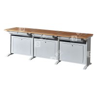 居将 JJ4012409 隐藏式翻转电脑桌培训桌教室机房多媒体学习桌办公桌A款三人位