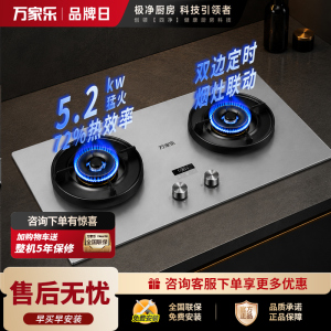 万家乐[超净燃气灶·魔净K9Pro]5.2kw大火力 AG肤感无痕72%热效率双边定时烟灶联动天然气