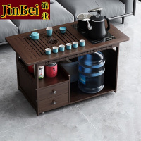锦北 移动茶台家用竹木小茶桌烧水壶一体简约现代功夫茶几 80长防烫+孔雀茶具