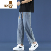 YANXU九分牛仔裤男款夏季薄款直筒宽松裤子男生美式高街潮牌休闲裤