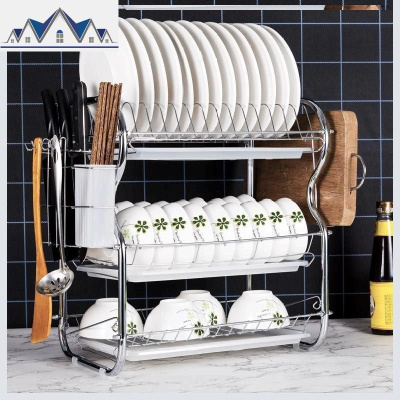 上新不锈钢厨房置物架碗架沥水架放碗筷碗碟盘子沥碗柜收纳盒家用 三维工匠