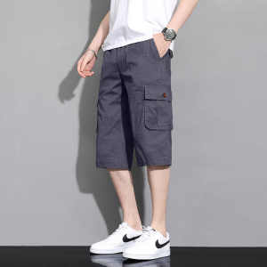 渔人船长夏季男士迷彩工装七分裤轻薄透气纯棉休闲运动短裤中裤