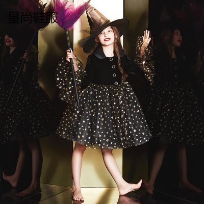 新品直营-秋冬季儿童万圣节女巫服装连衣裙女童巫婆化妆舞会演出服公主裙cosplay