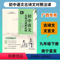 古诗文对照注译 九年级下 [正版]初中语文古诗文对照注译九年级下册人教版新版 广西初中古诗文言文课内外拓展阅读专项练习