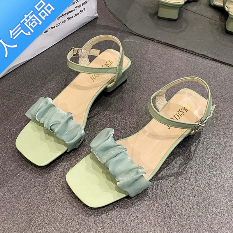 SUNTEK网红仙女风高跟凉鞋女2023夏季新款高级感法式时尚粗跟罗马鞋